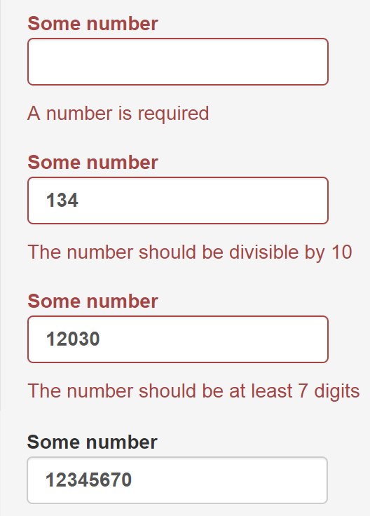 Form component with styled validation.